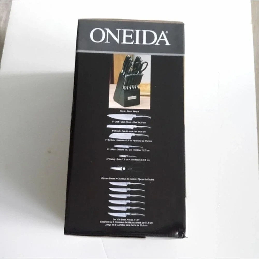 Oneida Vanguard Stainless Steel Blades 13 Piece‎ Tang Knife Set Hardwood …